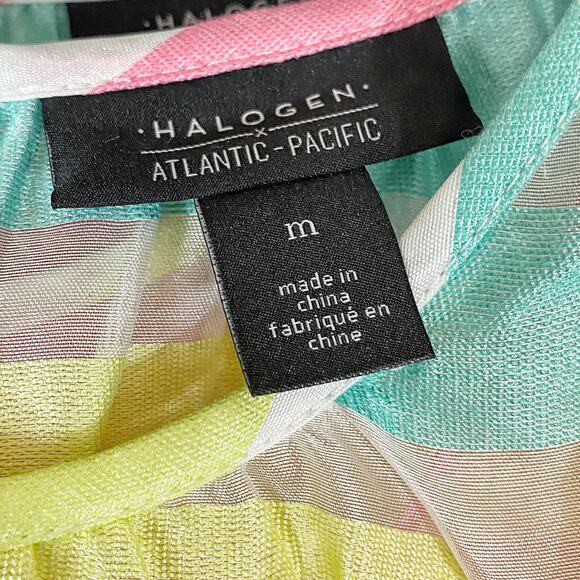 NWOT Halogen X Atlantic-Pacific Stripe Tiered Organza Dress - M - Picture 8 of 9